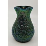 A late 19th century art glass vase, possibly Thomas Webb, iridescent green-blues and purples in