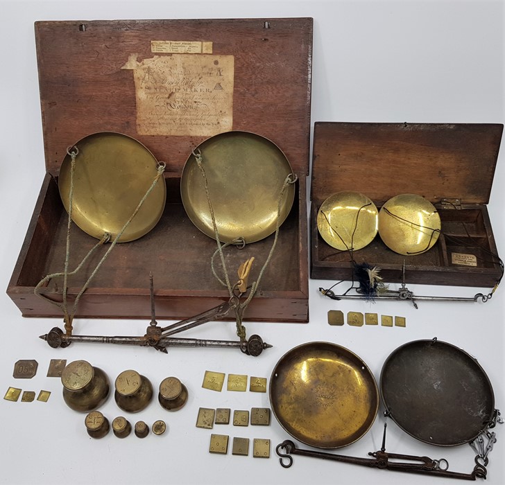 An interesting collection of 19th century brass and other collectibles, to include; Cased beam