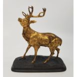 After Ferdinand Pautrot (1832-1874), a gilt bronze figure of a stag, signed "F Pautrot" to base,