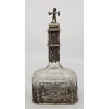 A German silver mounted rectangular glass decanter, by Storck & Sinsheimer (1874-1926), the wheel