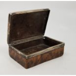 A George III silver mounted burr yew wood snuff box, the base engraved and dated 1791, (unmarked