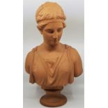 A 20th century Copenhagen terracotta bust of Hebe, impressed "P.Jpsen Kjobenhavn Eneret 534", height