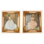 A pair of recent prints of elegant ladies, gilt frames, 60cm bu 50cm (2) Note: located at the