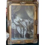 A recent erotic print in a gilt frame, 90 by 60cm Note: located at the vendor's property in South