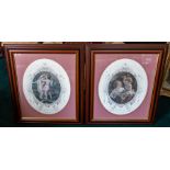 A pair of oval prints, 'The Golden Age' and 'Cupid & Psyche', 52 by 42cm, framed (2) Note: located