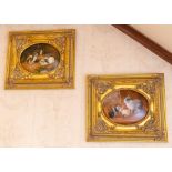 Four oval furnishing pictures depicting farmyard animals, gilt frames, 19 by 23cm (4) Note: