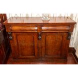 A mid Victorian mahogany pier cabinet, circa 1860, twin frieze drawers, cupboard below, plinth,