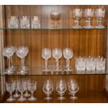 An assorted collection of clear cut glass drinking vessels, tumblers, hock glasses etc (parcel)