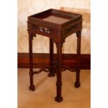 A square mahogany lamp table of Chinese Chippendale design, height 66cm Note: located at the