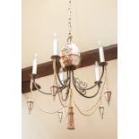 A pair of recent five light pendant electroliers and a pair of matching wall lights (3) Note: