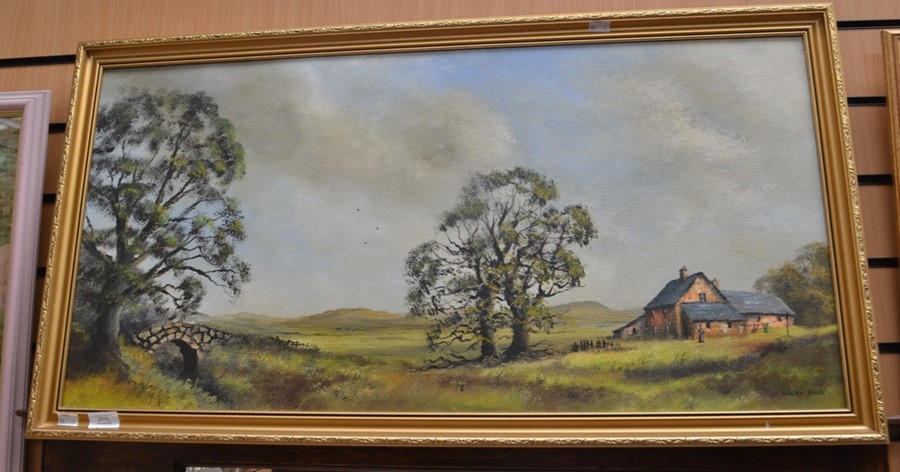 Digby Page, 1980's, a country scene oil on canvas, signed bottom right, 90 x 45 cms approx, entitled - Image 2 of 2