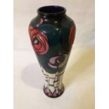 A large Moorcroft 1995 vase in Mackintosh rose pattern with back stamp to underside, boxed. Height