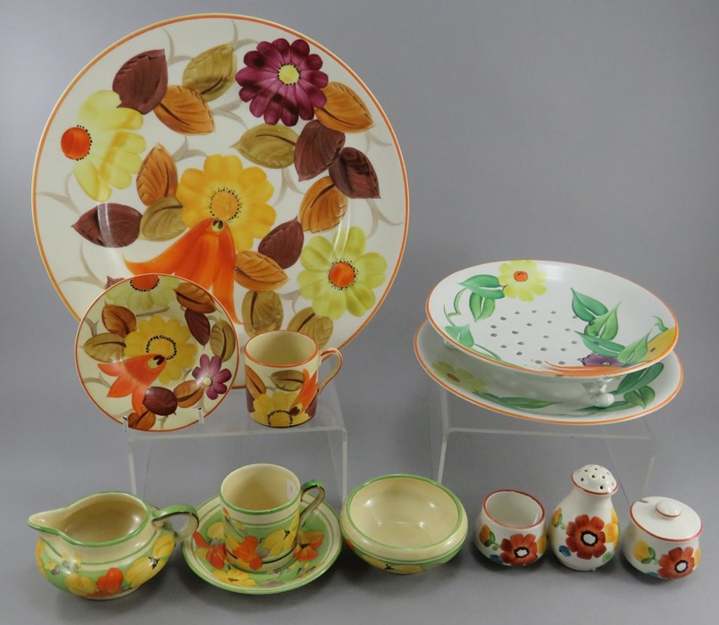 A group of early twentieth century art deco period Grays Pottery floral patterned wares, c. 1910-30.