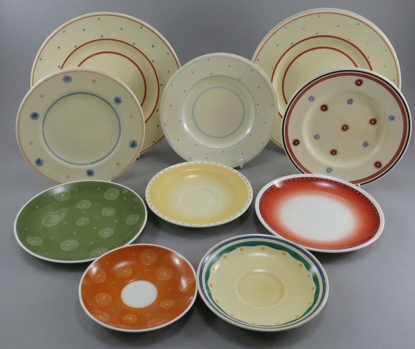 A mixed group of early twentieth century art deco period Susie Cooper, Crown Works Burslem plates,