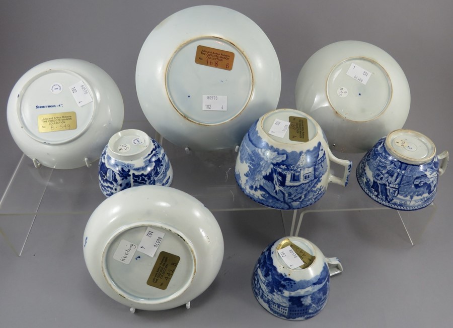 A group of early nineteenth century blue and white transfer-printed rural tea wares, c. 1820-30. - Image 2 of 3