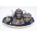 A Sevres-style part cabaret set, circa 1890, painted with portraits of King Louis XVI and Marie