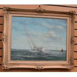 Roderick Lovesey (British, 1944-2002), sailing scene, signed l.r., oil on canvas, framed, 54cm by