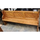 A 20th Century pine pew circa 1920's, good condition, 190cms long approx