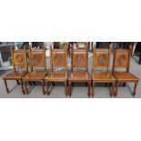 A set of six Victorian Gothic Revival oak Communion chairs