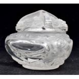 A R Lalique small lidded rose pattern glass bowl