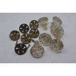 A collection of various pressed glass Victorian door and furniture knobs, six in total, plus other