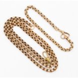 A 9ct rose gold faceted link chain, with base metal swivel clasp, length approx. 22'', total gross