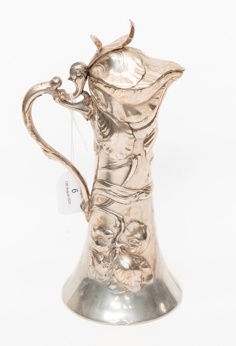 A German early 20th Century Jungendstil (Art Nouveau) silverplated water jug / small claret jug, - Image 2 of 2