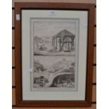 18th Century French mining etching, plate in frame