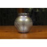 A Glasform John Ditchfield glass vase, dated 1983, of ovoid form, the clear glass with dark amethyst