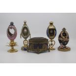 A French gilt-metal mounted enamel jewellery casket, late 19th Century, of lobed ovoid outline and