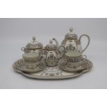 A French porcelain cabaret set of Marie Antoinette interest, circa 1890-1910, of ovoid shape and