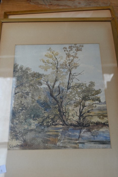 Claude Hulke five framed watercolours of various river and rural scenes in the South West - - Image 4 of 5