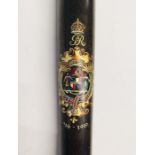 A George V 1916-1919 truncheon for Birmingham Constabulary, bearing Royal cypher and crest,
