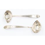 A pair of Georgian style Irish bright cut engraved sauce ladles, by John Smyth, Dublin, 1905 with