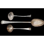 A George III silver onslow pattern sauce ladle, shell bowl by Thomas & William Chawner, London,