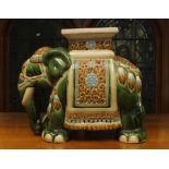 A Chinese sancai style elephant garden seat, 20th Century, 43cm high.