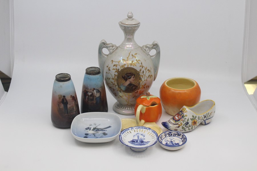 A quantity of Continental decorative pottery and porcelain.