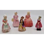 Five Royal Doulton figurines to include Tootles Tinker Bell HN 1649, Priscilla Paisley Shawl and