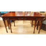 A pair of George III style mahogany console tables, of rectangular form, in the manner of Robert