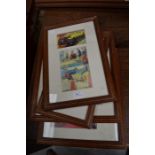 Four framed collections of assorted seaside cartoon cards, probably dating to the 1950's and onward,