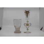 An engraved glass goblet of Bradford interest, 19th Century, decorated with an armorial crest and