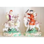 A pair of Derby porcelain figures of the Welch Tailor and his Wife,