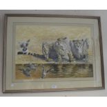 Ingrid Weiersbye (20th Century), Leopards, signed and dated 1997 l.r., watercolour, framed & glazed,