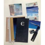 Concorde interest; a collection of Concorde items, including First Class menus, drinks menus,