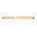 A 9ct gold heavy weight ID bracelet, box clasp, 19cm long, approx 76.6 grams gross CR: marked on