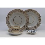 A group of English Regency porcelain, 1790-1800, including a Flight Worcester teabowl and saucer
