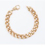 A 9k rose gold curb link bracelet, length approx. 20.5cm, large carabiner clasp, weight 15.9g approx