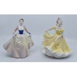 Four Royal Doulton figurines comprising Hilary HN 2335, Lisa HN 2394, Ninette HN 2379 and a Royal