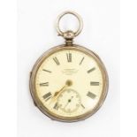 A silver early 20th Century pocket watch, London for H Samuel, Manchester, Roman numerals, second