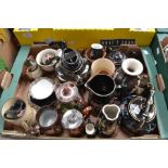 A collection of assorted Torquay ware and various Victorian and later black glazed pottery items,